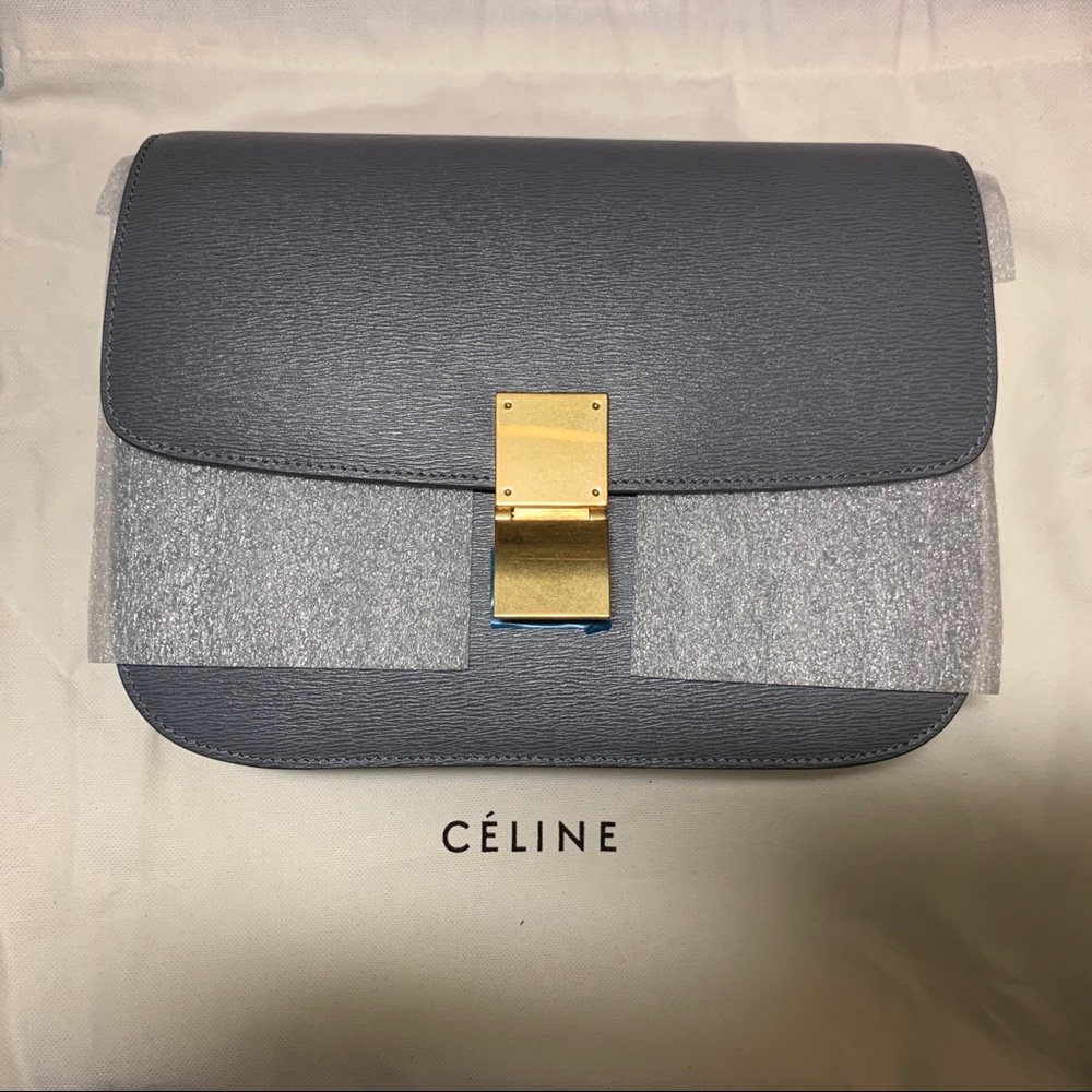 SOLD! Céline medium grey-blue box bag
